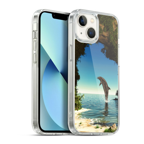 Simone Gatterwe Dolphins Hidden Cave Soft Gel Case for Apple iPhone 13