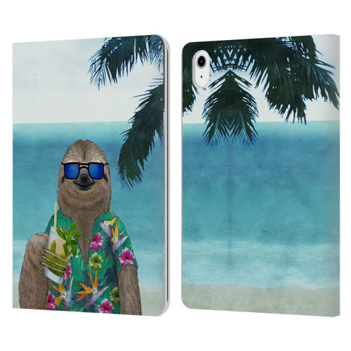 Barruf Animals Sloth In Summer Leather Book Wallet Case Cover For Apple iPad Air 11 2020/2022/2024/2025