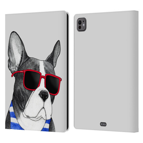 Barruf Dogs Frenchie Summer Style Leather Book Wallet Case Cover For Apple iPad Pro 11 M4/M5 2024/2025