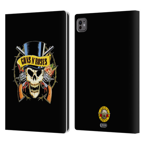 Guns N' Roses Key Art Top Hat Skull Leather Book Wallet Case Cover For Apple iPad Pro 11 M4/M5 2024/2025