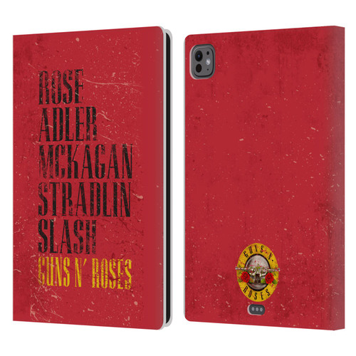 Guns N' Roses Vintage Names Leather Book Wallet Case Cover For Apple iPad Pro 11 M4/M5 2024/2025