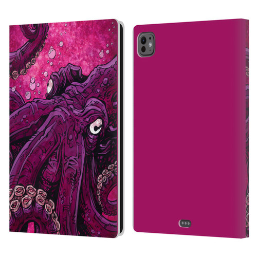 David Lozeau Colourful Grunge Octopus Squid Leather Book Wallet Case Cover For Apple iPad Pro 11 M4/M5 2024/2025