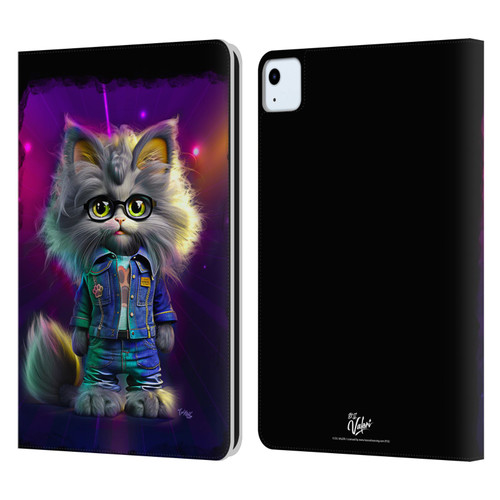 D.S. Valori Kitty And Puppy Kitty In Jeans Leather Book Wallet Case Cover For Apple iPad Air 11 2020/2022/2024/2025