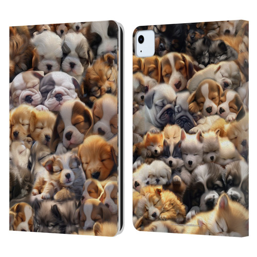 D.S. Valori Kitty And Puppy Puppy Dreams Leather Book Wallet Case Cover For Apple iPad Air 11 2020/2022/2024/2025