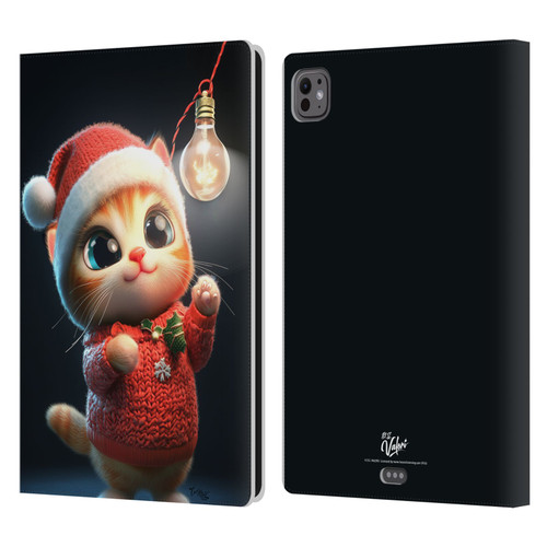 D.S. Valori Kitty And Puppy Kitty Christmas Light Leather Book Wallet Case Cover For Apple iPad Pro 11 M4/M5 2024/2025