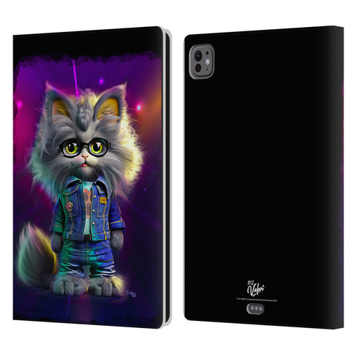 D.S. Valori Kitty And Puppy Kitty In Jeans Leather Book Wallet Case Cover For Apple iPad Pro 11 M4/M5 2024/2025