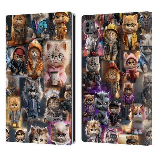 D.S. Valori Kitty And Puppy Kitty Kingdom Leather Book Wallet Case Cover For Apple iPad Pro 11 M4/M5 2024/2025