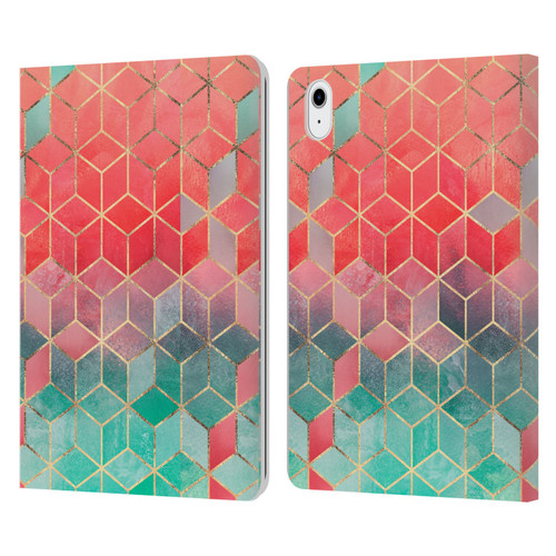 Elisabeth Fredriksson Cubes Collection Rose And Turquoise Leather Book Wallet Case Cover For Apple iPad Air 11 2020/2022/2024/2025
