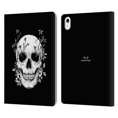 Episodic Drawing Mix Illustrations Floral Skull Leather Book Wallet Case Cover For Apple iPad Air 11 2020/2022/2024/2025