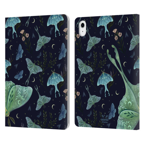 Episodic Drawing Moth Patterns Green Leather Book Wallet Case Cover For Apple iPad Air 11 2020/2022/2024/2025