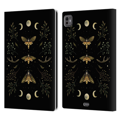 Episodic Drawing Illustration Animals Death Head Moth Night Leather Book Wallet Case Cover For Apple iPad Pro 11 M4/M5 2024/2025