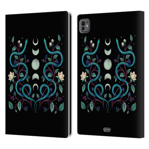 Episodic Drawing Illustration Animals Serpent Moon Leather Book Wallet Case Cover For Apple iPad Pro 11 M4/M5 2024/2025