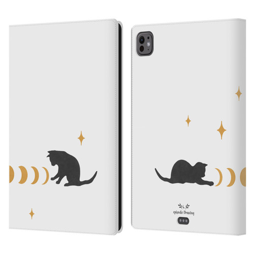 Episodic Drawing Mix Illustrations Cat And Moon Leather Book Wallet Case Cover For Apple iPad Pro 11 M4/M5 2024/2025