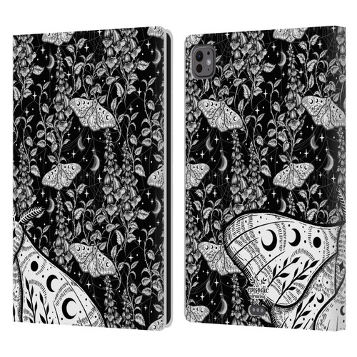Episodic Drawing Moth Patterns White Leather Book Wallet Case Cover For Apple iPad Pro 11 M4/M5 2024/2025