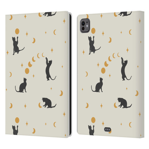 Episodic Drawing Pattern Cat And Moon Leather Book Wallet Case Cover For Apple iPad Pro 11 M4/M5 2024/2025
