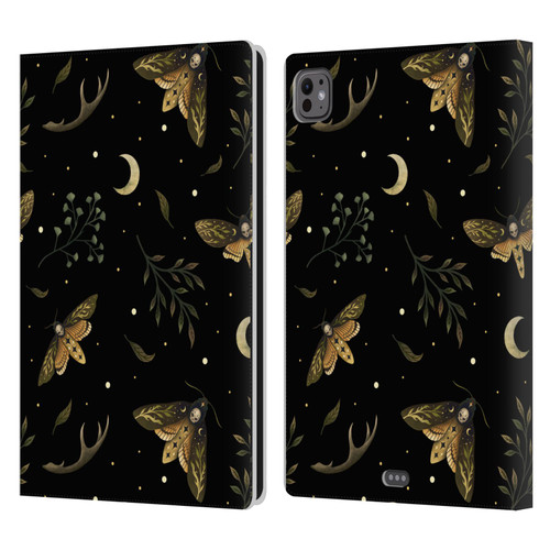 Episodic Drawing Pattern Death Head Moth Leather Book Wallet Case Cover For Apple iPad Pro 11 M4/M5 2024/2025