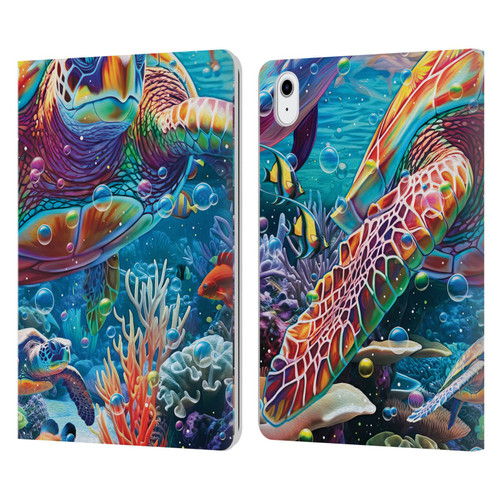Michael David Ward Psychedelic Art Turtle Magic Leather Book Wallet Case Cover For Apple iPad Air 11 2020/2022/2024/2025