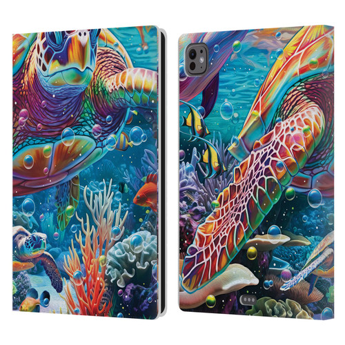 Michael David Ward Psychedelic Art Turtle Magic Leather Book Wallet Case Cover For Apple iPad Pro 11 M4/M5 2024/2025