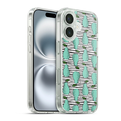 Andrea Lauren Design Food Pattern Pear Soft Gel Case for Apple iPhone 16 & MagSafe