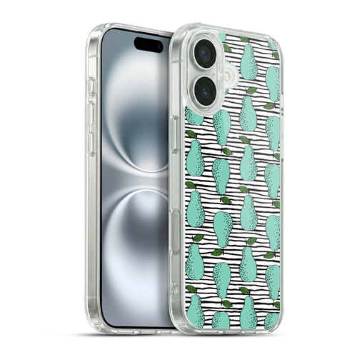 Andrea Lauren Design Food Pattern Pear Soft Gel Case for Apple iPhone 16 Plus & MagSafe