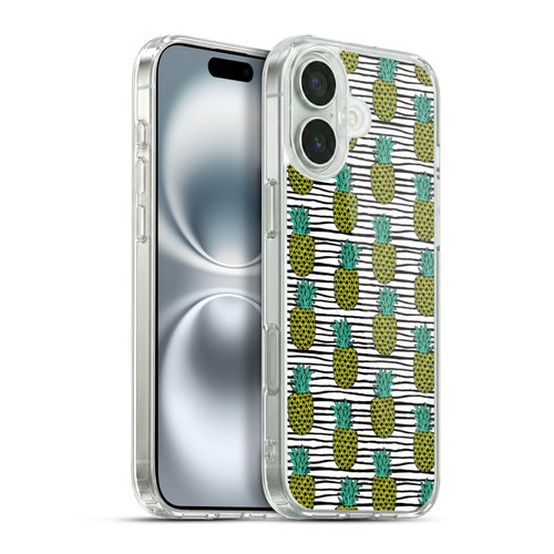 Andrea Lauren Design Food Pattern Pineapples Soft Gel Case for Apple iPhone 16 Plus & MagSafe