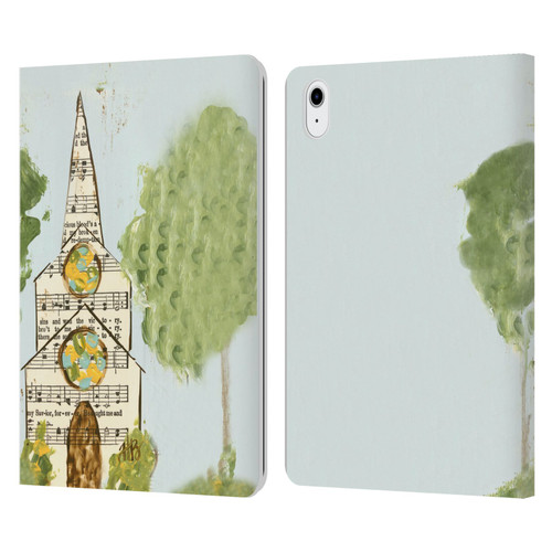 Haley Bush Church Painting Hymnal Page Leather Book Wallet Case Cover For Apple iPad Air 11 2020/2022/2024/2025