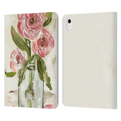 Haley Bush Floral Painting Pink Vase Leather Book Wallet Case Cover For Apple iPad Air 11 2020/2022/2024/2025