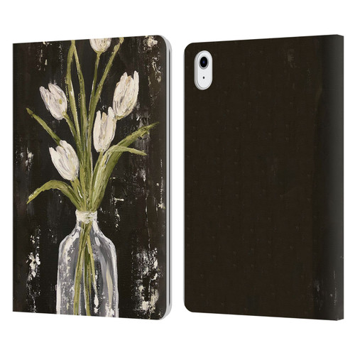 Haley Bush Floral Painting White Tulips In Glass Jar Leather Book Wallet Case Cover For Apple iPad Air 11 2020/2022/2024/2025