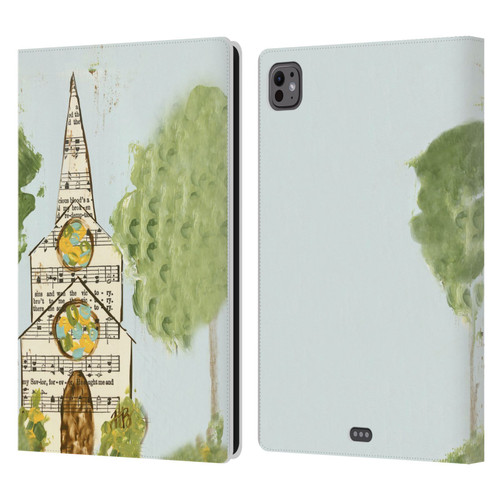Haley Bush Church Painting Hymnal Page Leather Book Wallet Case Cover For Apple iPad Pro 11 M4/M5 2024/2025