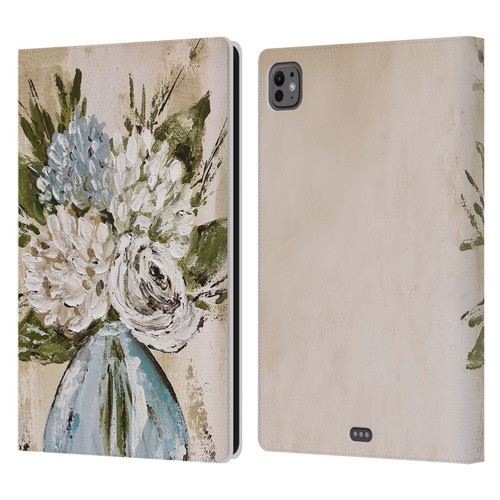 Haley Bush Floral Painting Blue And White Vase Leather Book Wallet Case Cover For Apple iPad Pro 11 M4/M5 2024/2025