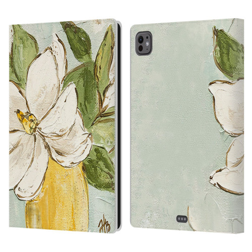 Haley Bush Floral Painting Magnolia Yellow Vase Leather Book Wallet Case Cover For Apple iPad Pro 11 M4/M5 2024/2025