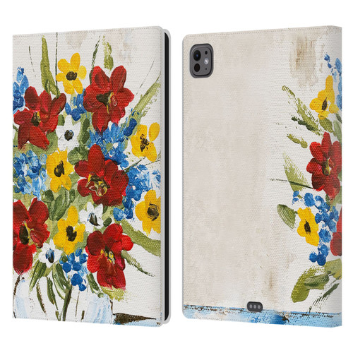 Haley Bush Floral Painting Patriotic Leather Book Wallet Case Cover For Apple iPad Pro 11 M4/M5 2024/2025