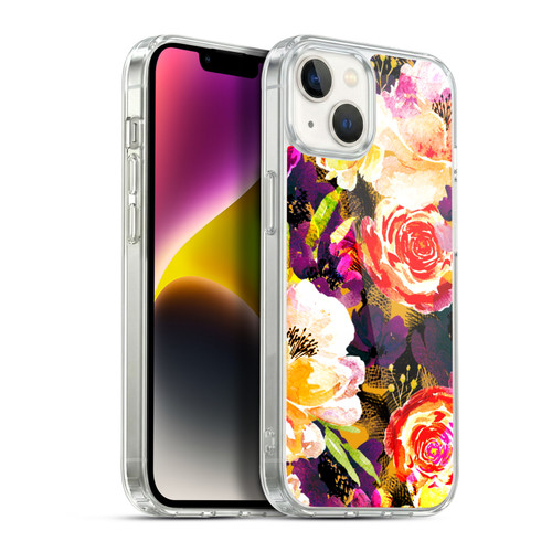 Anis Illustration Flowers Purple Soft Gel Case for Apple iPhone 14 Plus & MagSafe