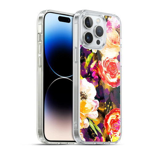 Anis Illustration Flowers Purple Soft Gel Case for Apple iPhone 14 Pro Max & MagSafe