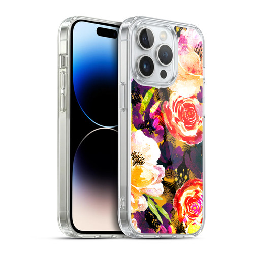 Anis Illustration Flowers Purple Soft Gel Case for Apple iPhone 14 Pro & MagSafe