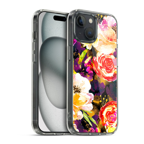 Anis Illustration Flowers Purple Soft Gel Case for Apple iPhone 15 & MagSafe