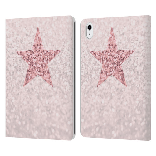 Monika Strigel Glitter Star Pastel Rose Pink Leather Book Wallet Case Cover For Apple iPad Air 11 2020/2022/2024/2025/2026
