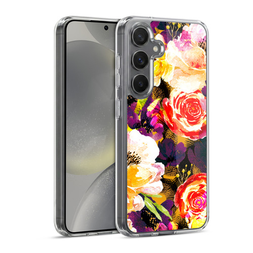 Anis Illustration Flowers Purple Soft Gel Case for Samsung Galaxy S24 5G & MagSafe