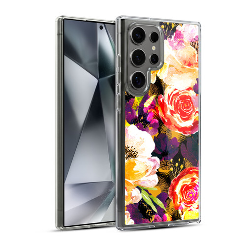 Anis Illustration Flowers Purple Soft Gel Case for Samsung Galaxy S24 Ultra 5G & MagSafe