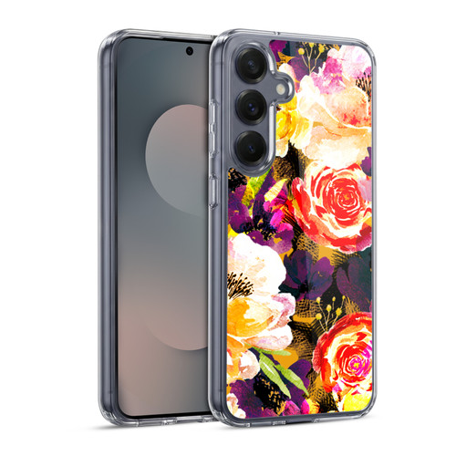 Anis Illustration Flowers Purple Soft Gel Case for Samsung Galaxy S25 & MagSafe