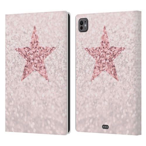 Monika Strigel Glitter Star Pastel Rose Pink Leather Book Wallet Case Cover For Apple iPad Pro 11 M4/M5 2024/2025