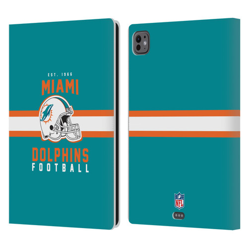 NFL Miami Dolphins Graphics Helmet Typography Leather Book Wallet Case Cover For Apple iPad Pro 11 M4/M5 2024/2025