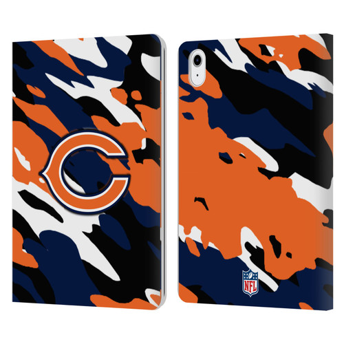 NFL Chicago Bears Logo Camou Leather Book Wallet Case Cover For Apple iPad Air 11 2020/2022/2024/2025/2026