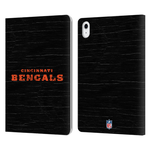 NFL Cincinnati Bengals Logo Distressed Look Leather Book Wallet Case Cover For Apple iPad Air 11 2020/2022/2024/2025/2026