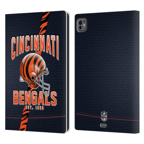 NFL Cincinnati Bengals Logo Art Football Stripes Leather Book Wallet Case Cover For Apple iPad Pro 11 M4/M5 2024/2025