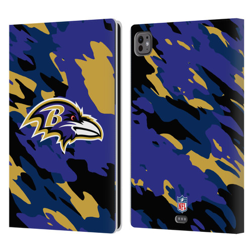 NFL Baltimore Ravens Logo Camou Leather Book Wallet Case Cover For Apple iPad Pro 11 M4/M5 2024/2025