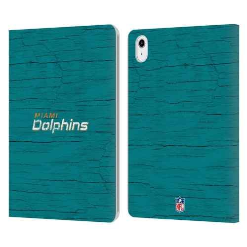 NFL Miami Dolphins Logo Distressed Look Leather Book Wallet Case Cover For Apple iPad Air 11 2020/2022/2024/2025
