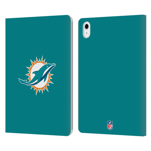NFL Miami Dolphins Logo Plain Leather Book Wallet Case Cover For Apple iPad Air 11 2020/2022/2024/2025