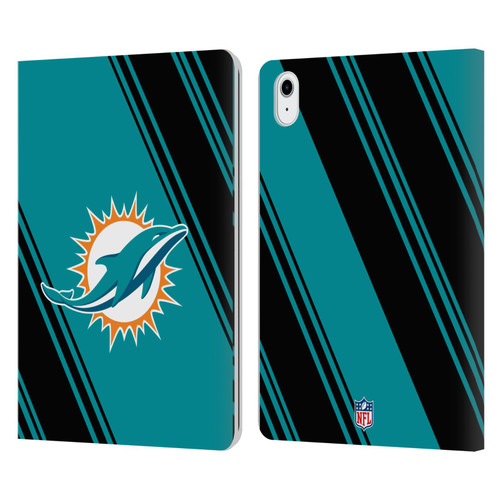 NFL Miami Dolphins Artwork Stripes Leather Book Wallet Case Cover For Apple iPad Air 11 2020/2022/2024/2025