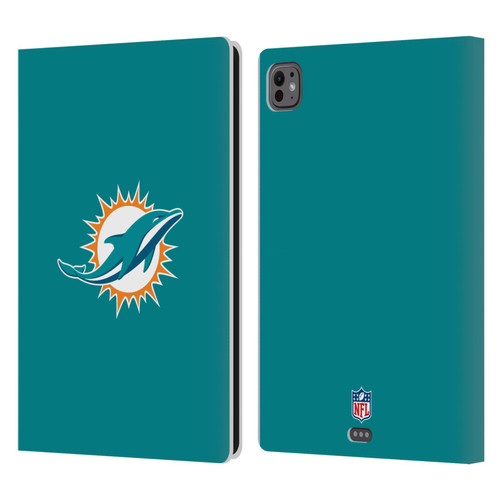 NFL Miami Dolphins Logo Plain Leather Book Wallet Case Cover For Apple iPad Pro 11 M4/M5 2024/2025